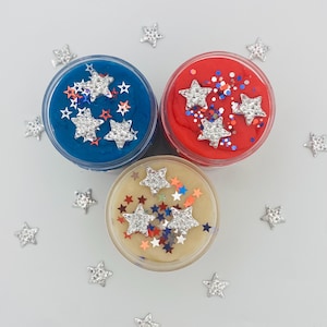 July 4th Party Playdough Kit, Sensory Playdough Jar, Fun Party Favors, Travel Sensory Toys