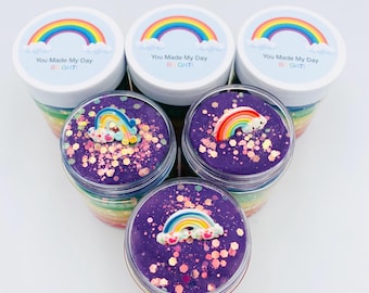 Kit de plastilina arcoíris brillante: plastilina sensorial con purpurina, ideal como recuerdo de fiesta o regalo de cumpleaños para niños de 3 años en adelante.