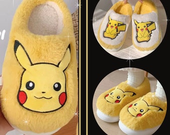 Picachu Lovers, handcarfted slippers with pokemon designs, Animate slippers, Unisex homewear, Personalized cute Pikachu slippers