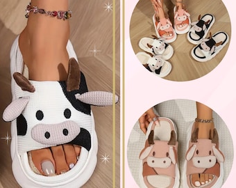 Beautiful Winter Cow Slippers - the best cozy and animated  Slippers, Fluffy Home Slippers, Comfy Indoor Slips,Handcrafted Indoor Footwear