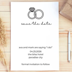 Minimalist Save the Date Template, Wedding Invitation, Modern Wedding, Simple Wedding Save the Dates, Save the Date Template, Digital Invite