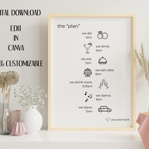Wedding Order of Events Template, Wedding Timeline, Wedding Order of Events Poster, Wedding Timeline Sign Template, Wedding Itinerary