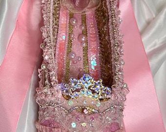 Decorated Pink Pointe Shoe – Witchy Ballet Art Decor