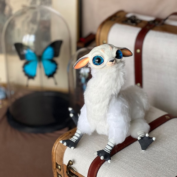 Moonfoal- Cremello, posable collectible plush art toy
