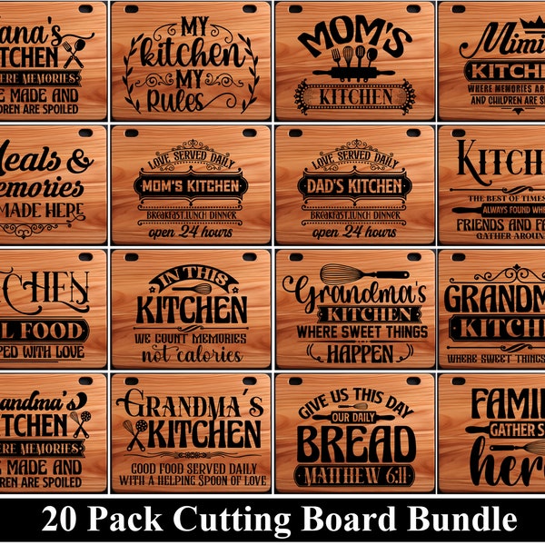 Kitchen Tray Svg Bundle 20 Designs, Cutting Board Svg, Plate svg, tray laser file board, Baking svg, mom kitchen svg cutting board laser png