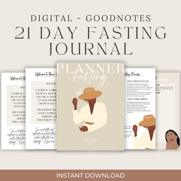 Goodnotes 21 Day Fasting Journal and Planner for Christians, Christian Fasting Goal, Fasting Tracker Bundle, Prayer Planner and Journal