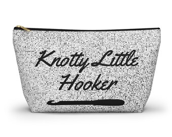 Knotty Little Hooker, pochette pour accessoires au crochet avec fond en T, gris