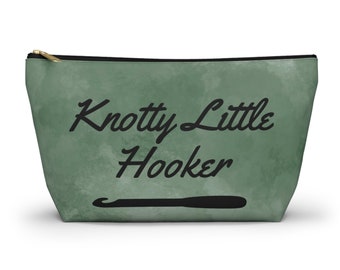 Knotty Little Hooker, Häkelzubehörtasche mit T-Boden, grüne Krawattenfarbe