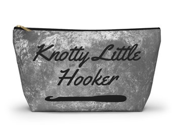 Knotty Little Hooker, Häkelzubehörtasche mit T-Boden, graue Krawattenfarbe