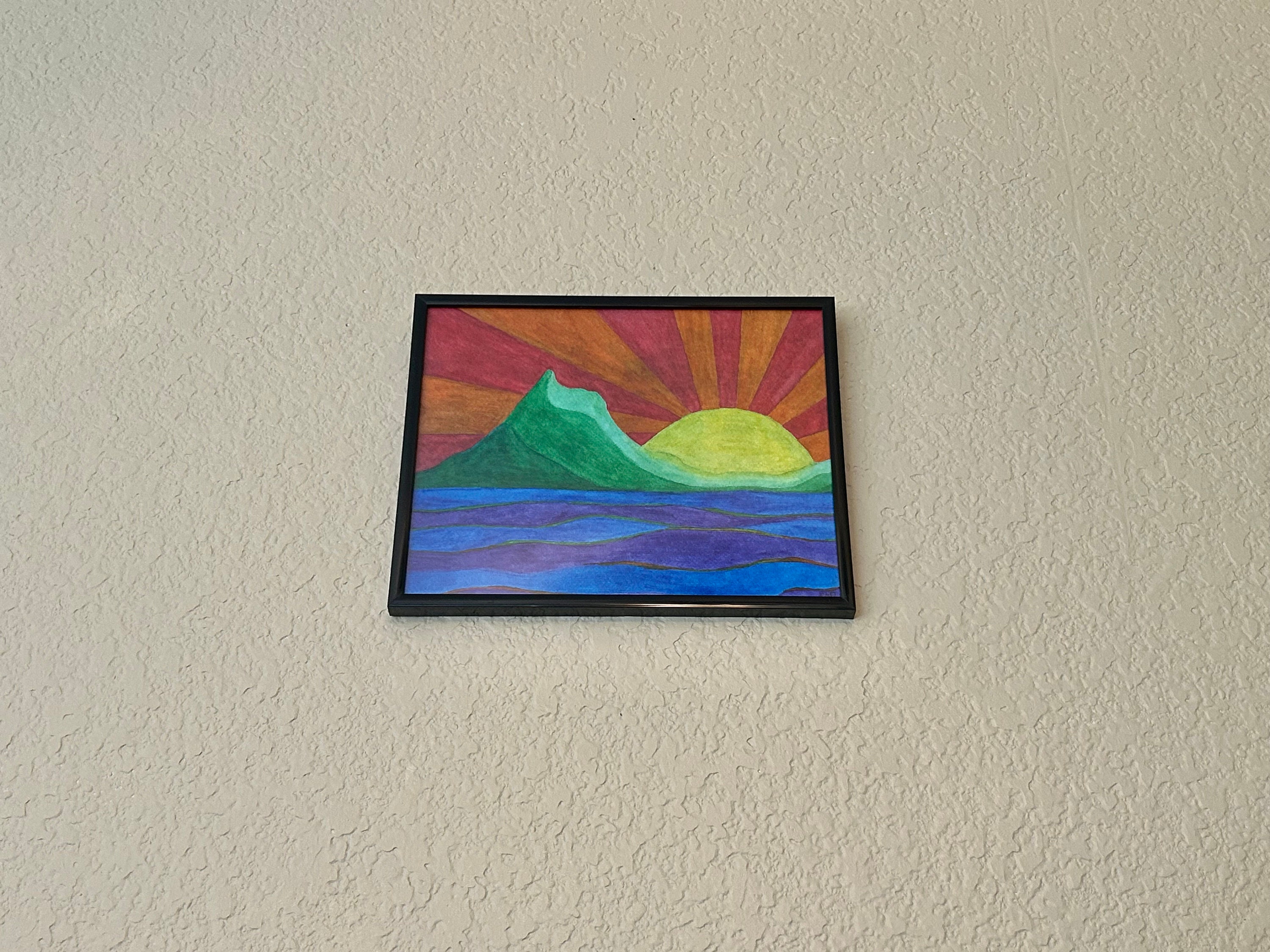 Original Sunrise Watercolor Painting: Colorful 8x10