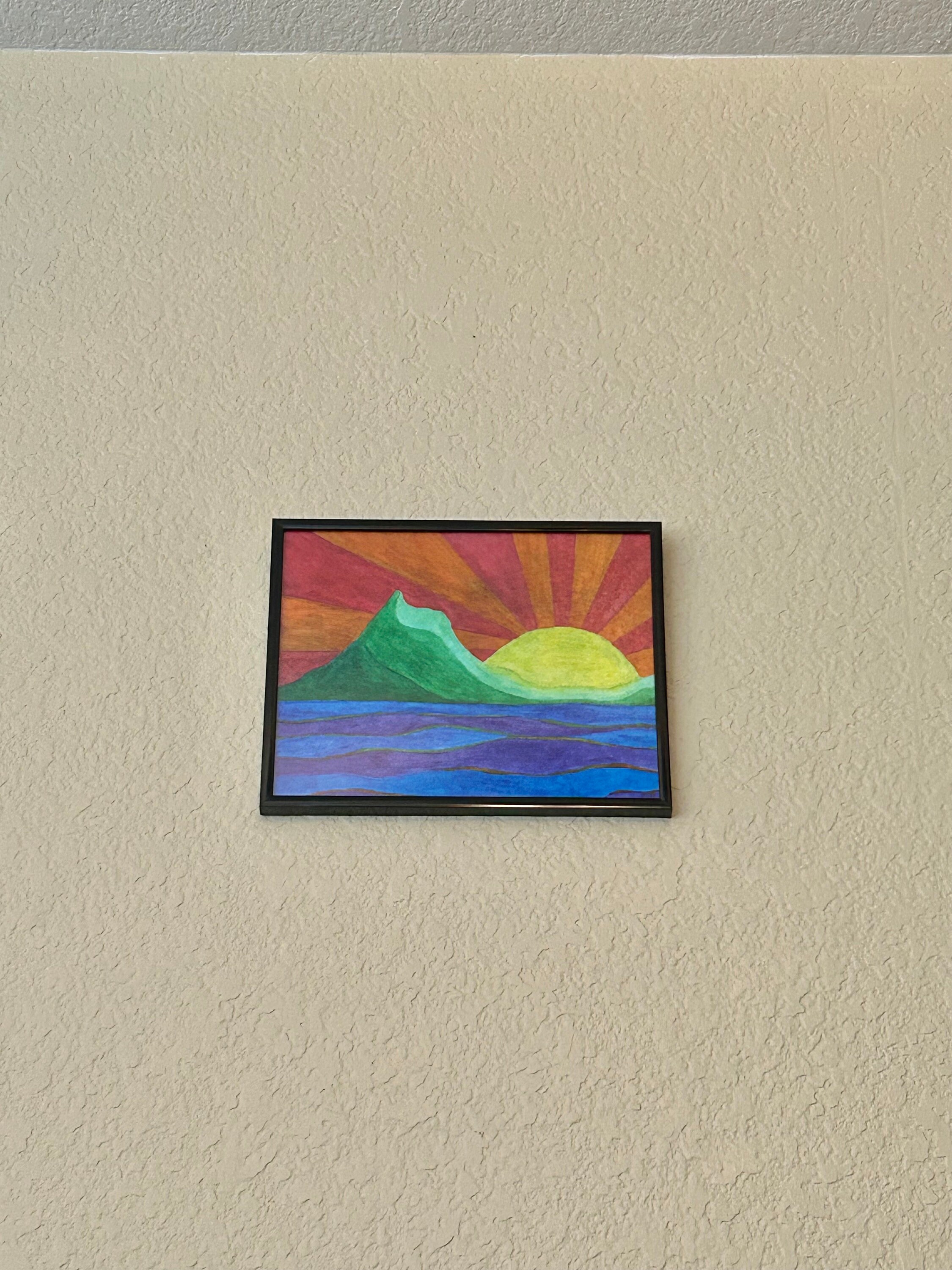 Original Sunrise Watercolor Painting: Colorful 8x10