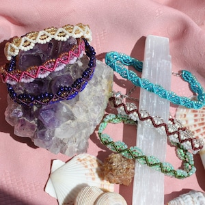 The Fairy Path Bracelet: Handmade Macrame Jewelry, Stainless Steel, Waxed Cord and Glass Beads