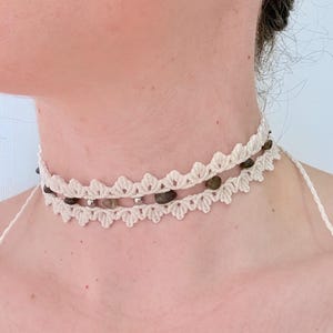 Custom Made LEAF Choker Necklaces with Gemstone Chip | Handmade Macrame | Delicate, Bohemian, Spiritual, Festival Jewelry | GlitteredCordOpt