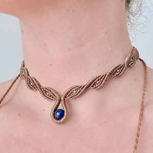 Custom Made EYE Choker Necklaces with Gemstone | Handmade Macrame | Delicate, Bohemian, Spiritual, Festival Jewelry | GlitteredCordOpt.