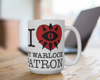 Ik hart mijn Warlock Patron mok 15oz | Kerkers en draken | Dnd-shirt