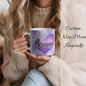 Custom Mom Est Year Mug | New Mom Gift | Pregnancy Announcement Gift | Personalized Mom Coffee Cup | Baby Shower Gift | Mother&#39;s Day
