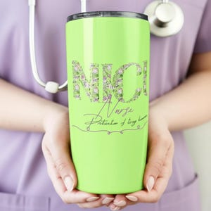 NICU Nurse Tumbler 20oz – Spooky Cute Stainless Steel Cup with Nurse Ghosts, Gift for NICU Nurse, Protector of Tiny Humans