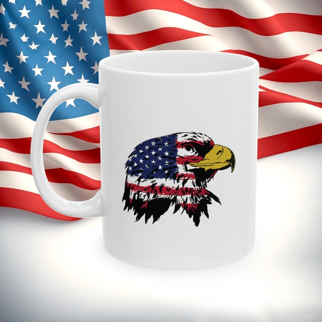 Patriotic Eagle Mug 4th of July USA Mug, American Flag Mug, Freedom
