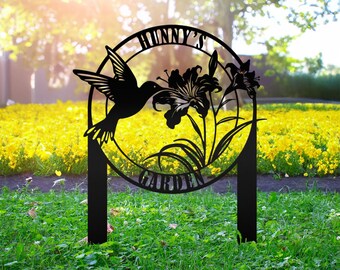Customizable Hummingbird Sign | Metal Yard Decoration | Garden Sign With Stakes | Outdoor Sign | Garden Stake Art | Outdoor Decor