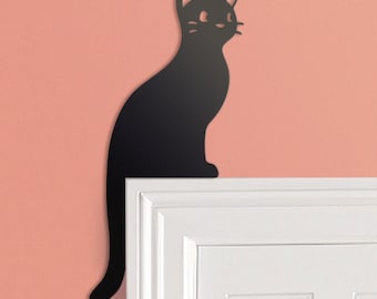 Cute Cat Door Topper | Cat Door Corner | Cat Lover Art | Cat Decor | Black Cat Decor | Halloween Cat | Cat Lover Gift