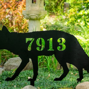 Personalized Fox House Number Yard Stake | Metal House Numbers | Address Sign With Stakes | Cute Yard Fox | Garden Stake Art | Outdoor Decor