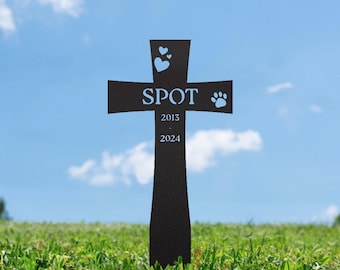 Cross Pet Memorial Personalized Garden Stake | Pet Grave Marker | Pet Loss | Sympathy Gift | Yard Art | Garden Decor | Gift for Her