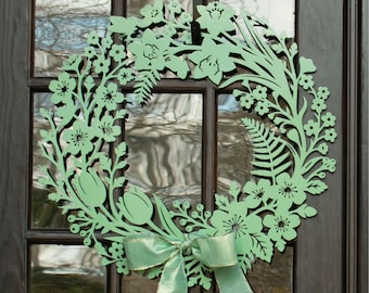 Spring Metal Wreath | Weather-Resistant Door Decor for Indoor or Outdoor