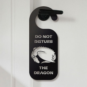Do not Disturb the Dragon Metal Door Hanger | Boy's Room Decor