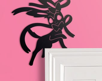 Sylveon Door Frame Topper | Fairy Pokemon Metal Wall Art | Game Room Decor | Anime Lovers Gift | Eeveelution Sign