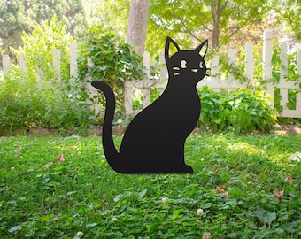 Cute Cat Yard Stake | Garden Decor | Animal Yard Art | Halloween Decor | Black Cat Decor | Halloween Cat | Cat Lover Gift