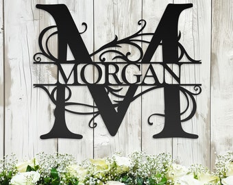 Custom Family Name Sign | Personalized Wedding Gift | Embellished Last Name Wall Hanging | Family Outdoor Sign | Metal Housewarming Present