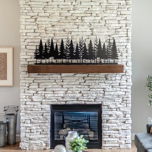 Forest Metal Stand | Rustic Cabin Mantle Decor