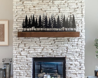 Forest Metal Stand | Rustic Cabin Mantle Decor