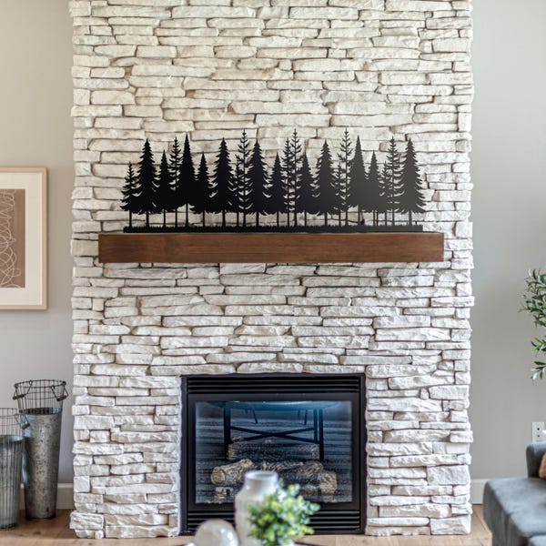 Forest Metal Stand | Rustic Cabin Mantle Decor
