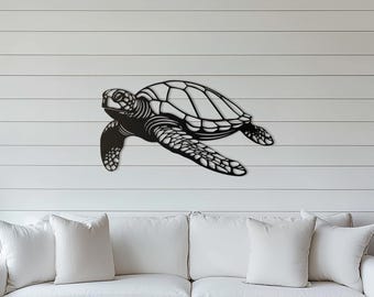 Sea Turtle Metal Wall Art | Coastal Patio Decor | Ocean Wall Art | Beach house Decor | Aquatic Decor | Bathroom Decor | Beach Wall Art