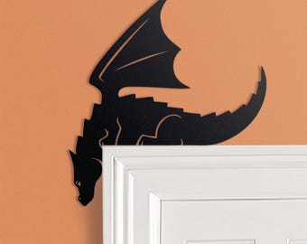 Cute Dragon Metal Door Frame Topper | Door Frame Corner Sign | Dragon Art | Mythical | Mythology | Fantasy | D&D |