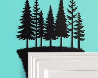 Pine Tree Metal Door Frame Topper | Farmhouse Decor | Rustic Cabin Decoration | Evergreen Forest Decor | Winter Decor | Outdoorsy Gift