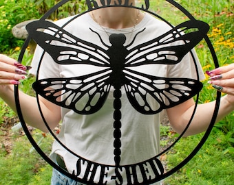 Custom Dragonfly Garden Sign | Gardening Gift | Garden Decor | Gift For Her | Outdoor Decor | Metal Yard Sign | Personalized Wall Hanging