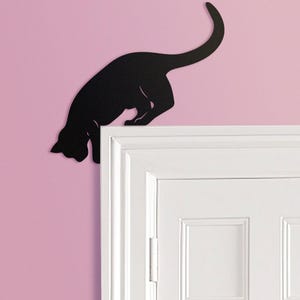 Cat Door Frame Topper Metal  | Door Frame Corner Sign | Metal Wall Art | Children&#39;s Room Decor | Cat Decor | Dorm Decor