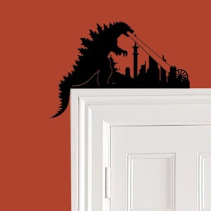 Godzilla Door Frame Topper Metal  | Tokyo Dragon Door Topper | Metal Wall Art | Monster Lizard Door Hanging | Godzilla Wall Decor