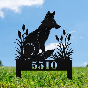 Whimsical Fox Metal Garden Stake Address Sign | Garden Decor | Animal Yard Art | Backyard Decor | Gift for Her | Nature Lover Gift | Address