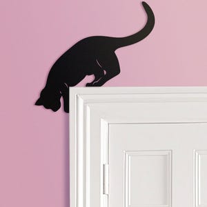Cat Door Frame Topper Metal  | Door Frame Corner Sign | Metal Wall Art | Children's Room Decor | Cat Decor | Dorm Decor