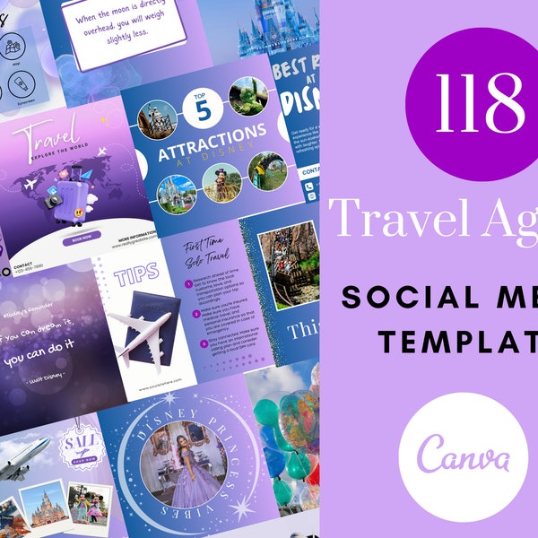 WDW Travel Agent Social Media Templates | Travel Agent Templates WDW | Travel Agent Instagram Posts | Travel Instagram Story Templates