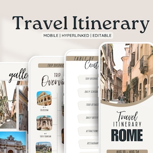 Rome Travel Itinerary Template: Customizable Vacation Planner (Digital Download)