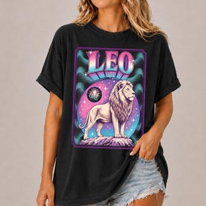 Comfort Colors® shirt sterrenbeeld Leeuw, vintage T-shirt Leeuw astrologie, grafisch T-shirt leeuw, verjaardagscadeau Leeuw, horoscoopshirt, cadeau liefhebber astrologie