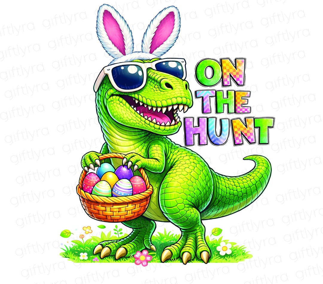 Retro Easter Dinosaur PNG, Easter Dinosaur T Rex Png Bunny Ears T-rex ...