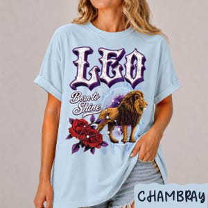 Comfort Colors® shirt sterrenbeeld Leeuw, vintage T-shirt Leeuw astrologie, grafisch T-shirt leeuw, verjaardagscadeau Leeuw, horoscoopshirt, cadeau liefhebber astrologie afbeelding 6