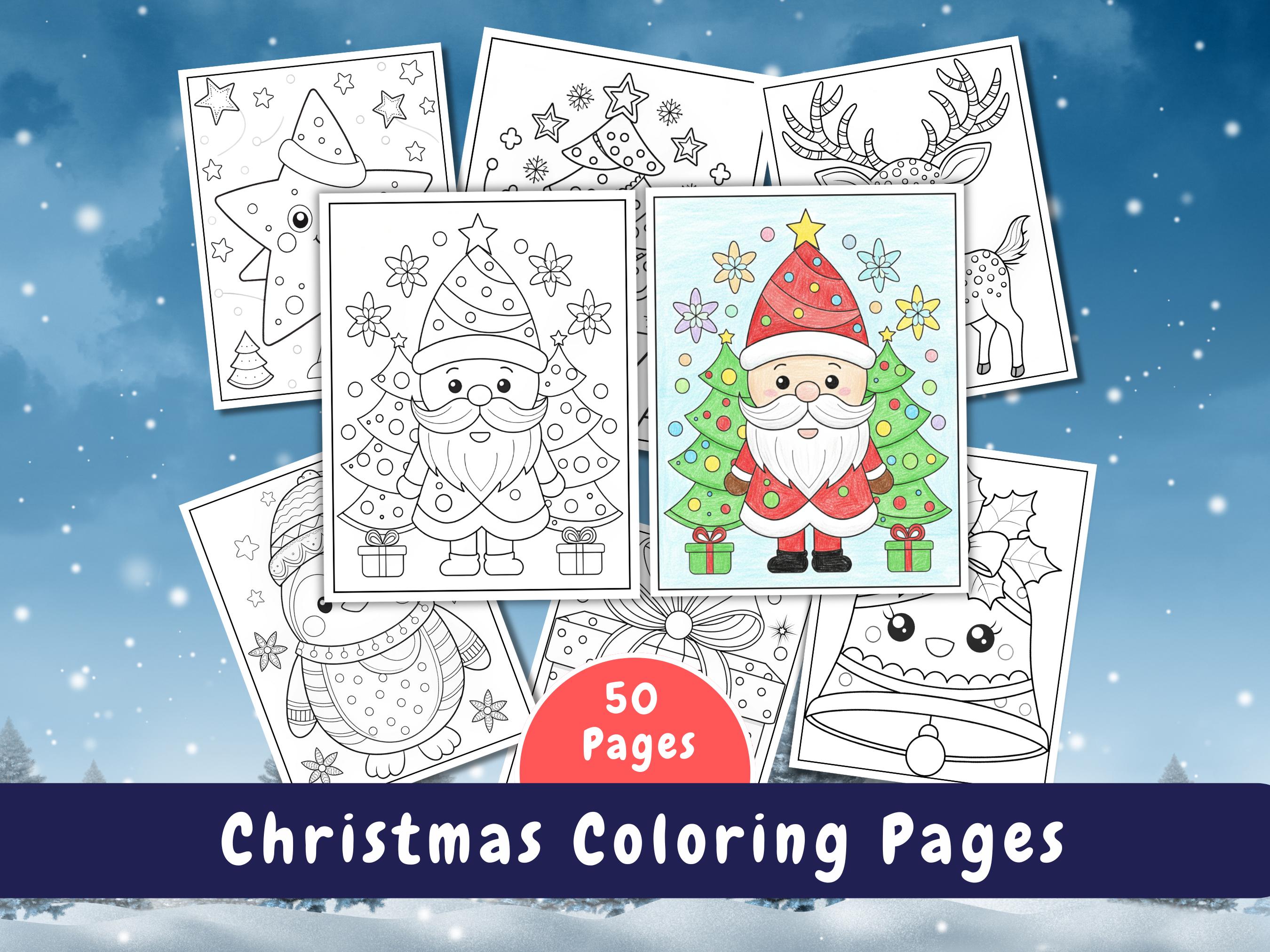 50 Christmas Coloring Pages Bundle | Printable Kids & Adults Activity ...