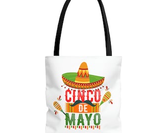 Cinco de Mayo Tote Bag Uitgedekt in de kleuren van het Mexicaanse feest, Festival draagtas en milieuvriendelijk