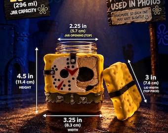 Hockey Mask Sponge Character Jar | Handmade Clay Art | Horror Inspired 10 oz Jar